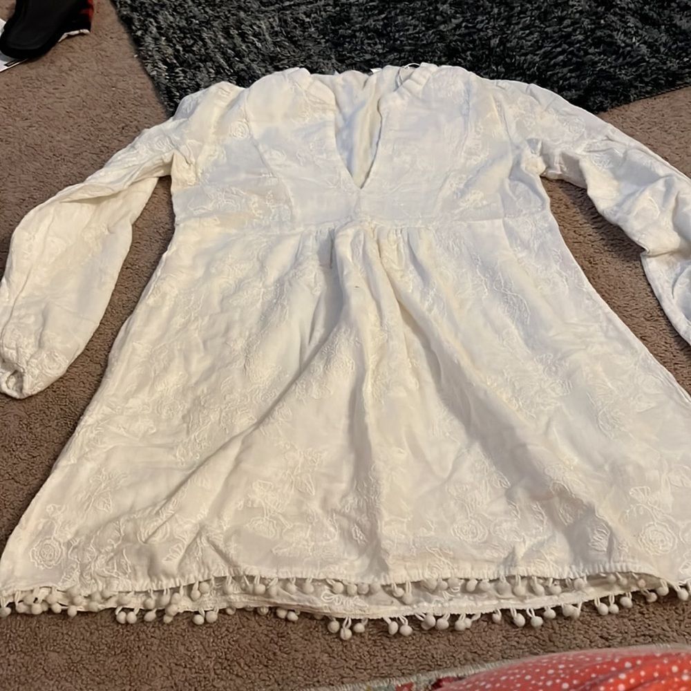 Zara peasant dress with‎ Pom Pom M - Picture 4 of 9